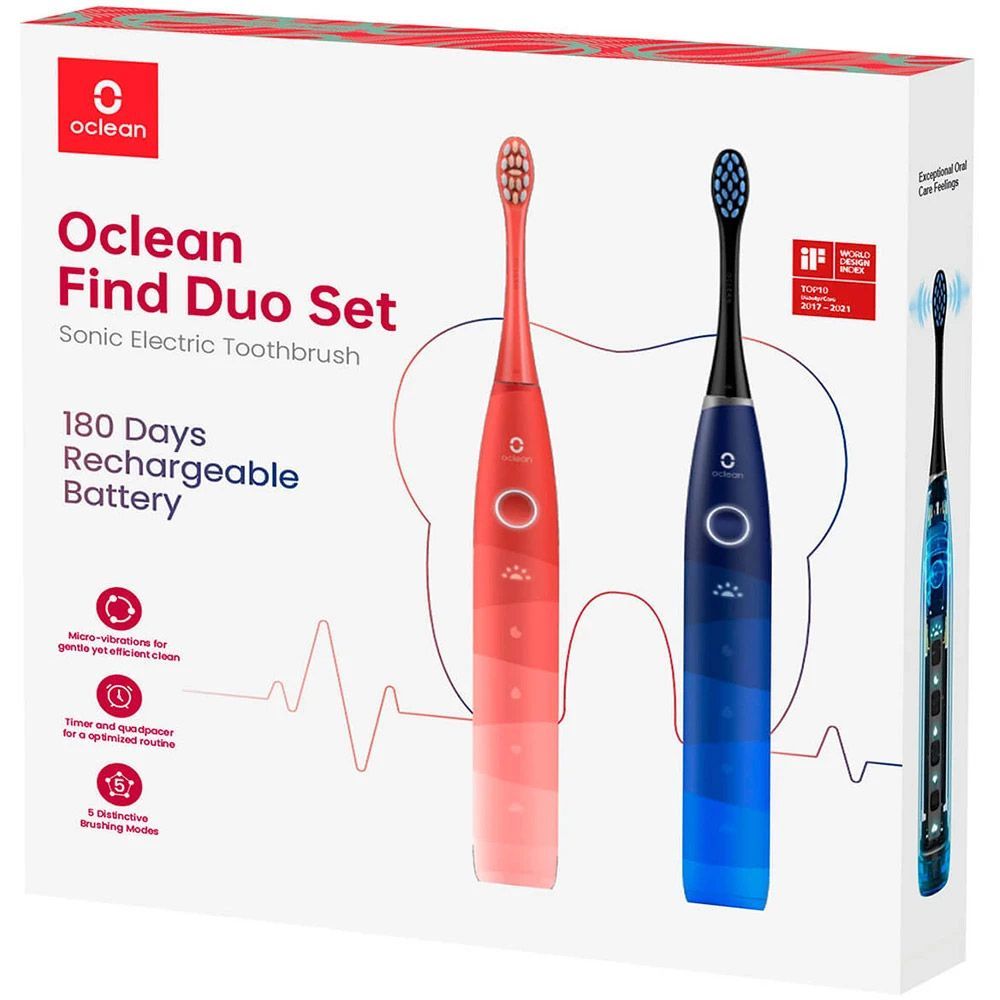 Електрична зубна щітка Xiaomi Oclean Find Duo Set Electric Toothbrush Red and Blue 2шт