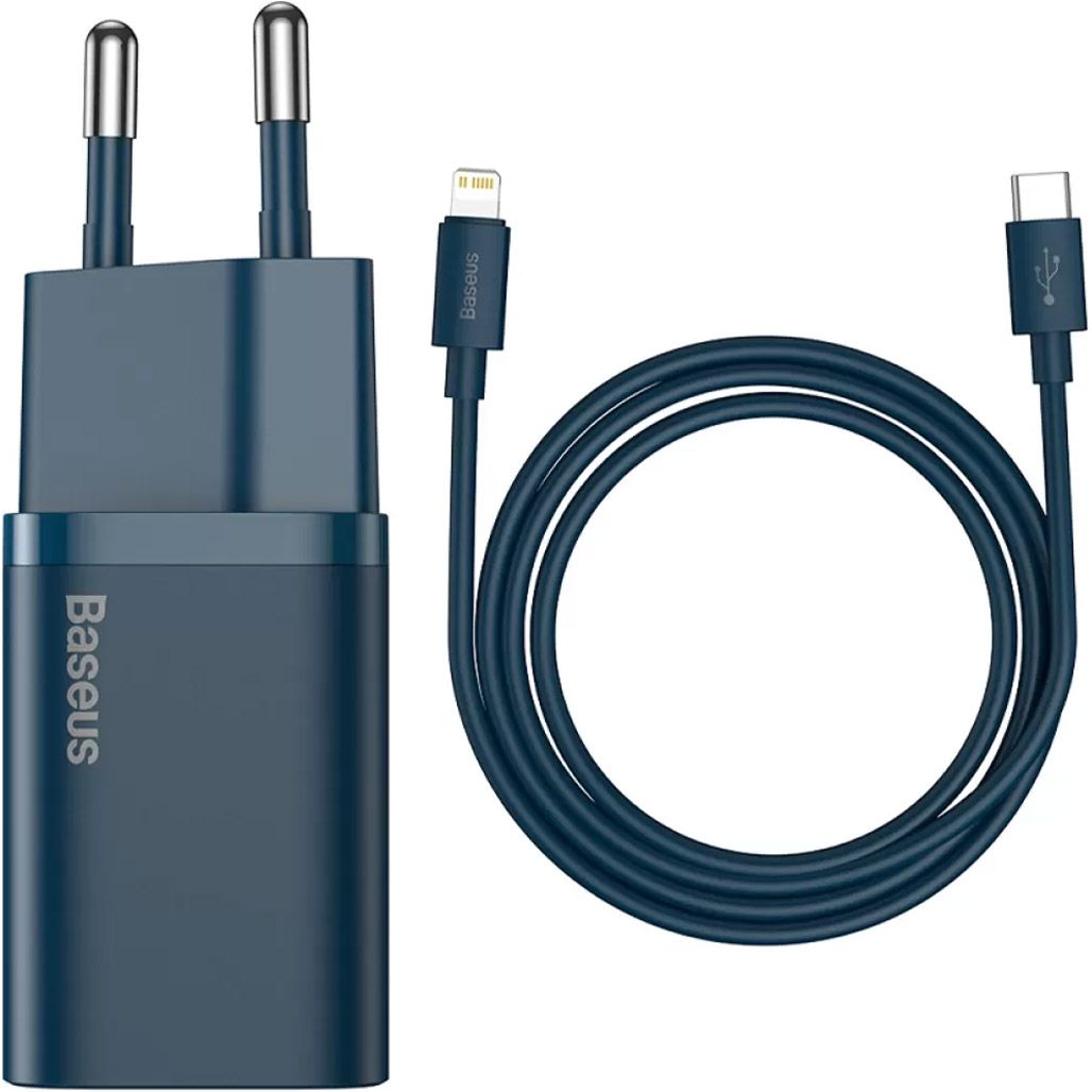 

Сетевое зарядное устройство Baseus Super Si 20W + Cable USB-C to Lightning Blue (TZCCSUP-B03)