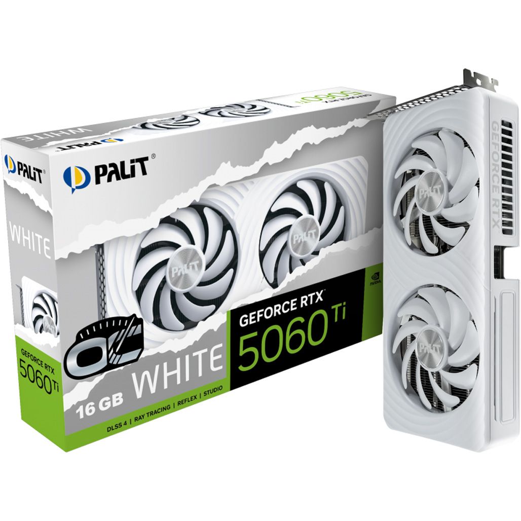 

Видеокарта Palit GeForce RTX 5060 Ti 16GB White OC (NE7506TU19T1-GB2061M) UA
