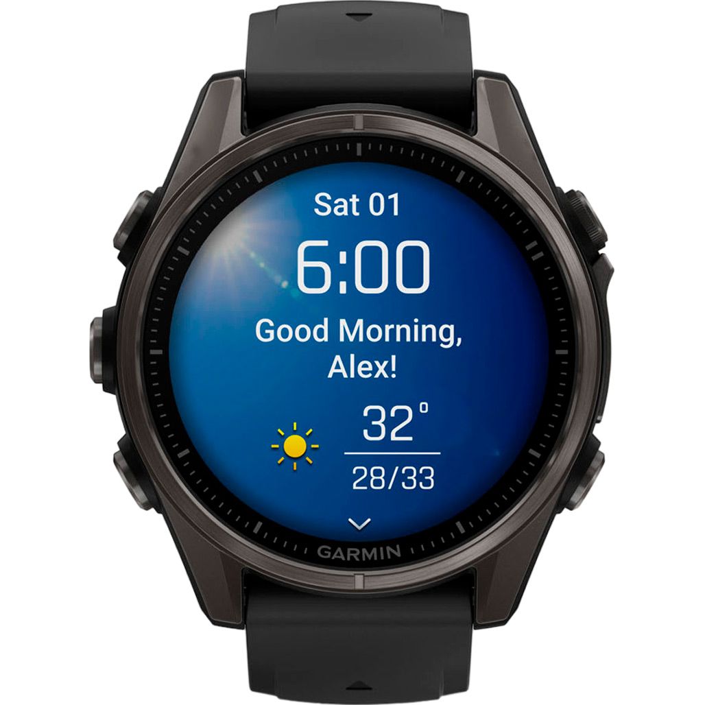 Смарт-годинник Garmin Fenix 8 AMOLED Sapphire 43mm Carbon Gray DLC Titanium with Black/Pebble Gray Silicone Band (010-02903-21)