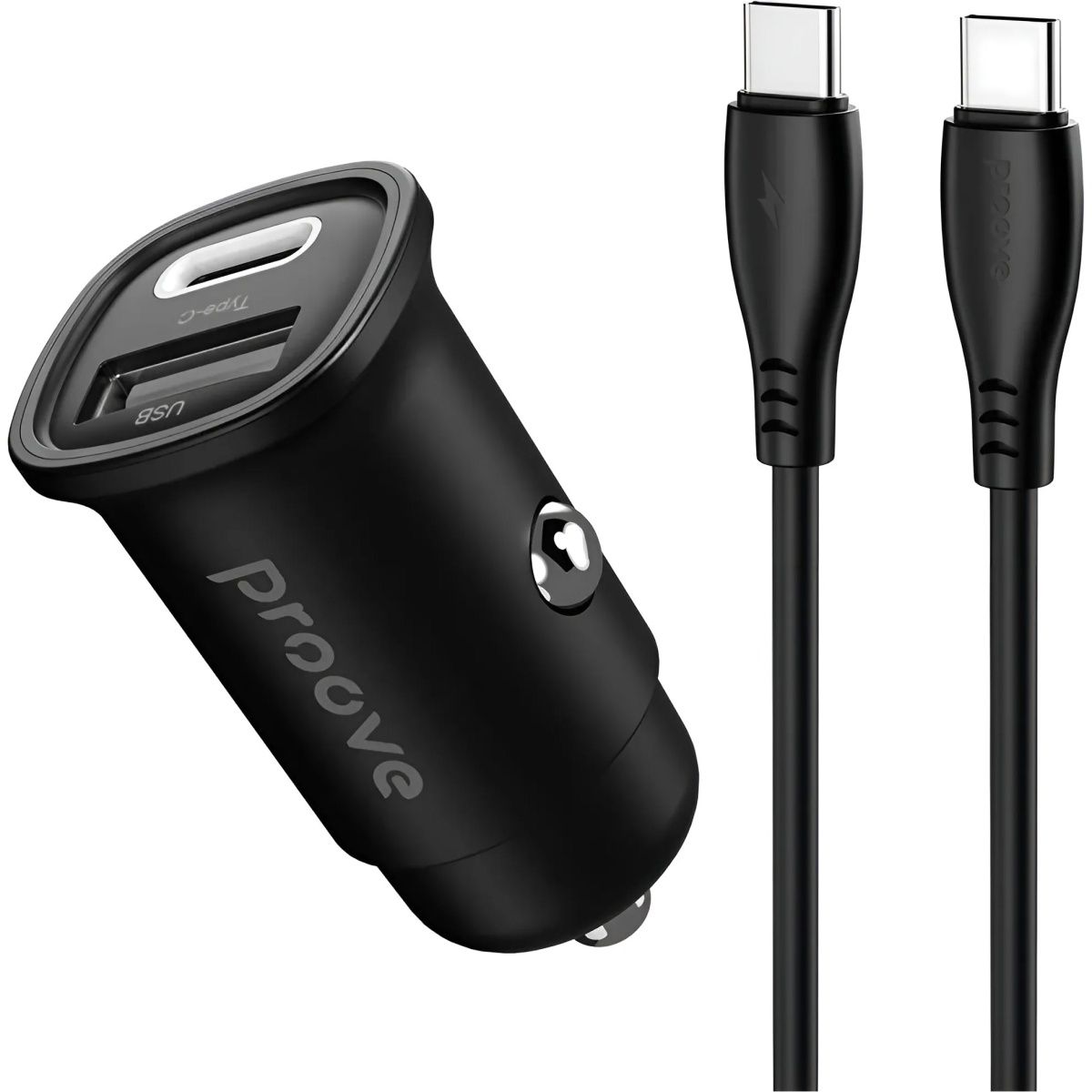 Автомобильное зарядное устройство Proove Flash 30W + Cable USB-C to USB-C Black (CCFC30111201)