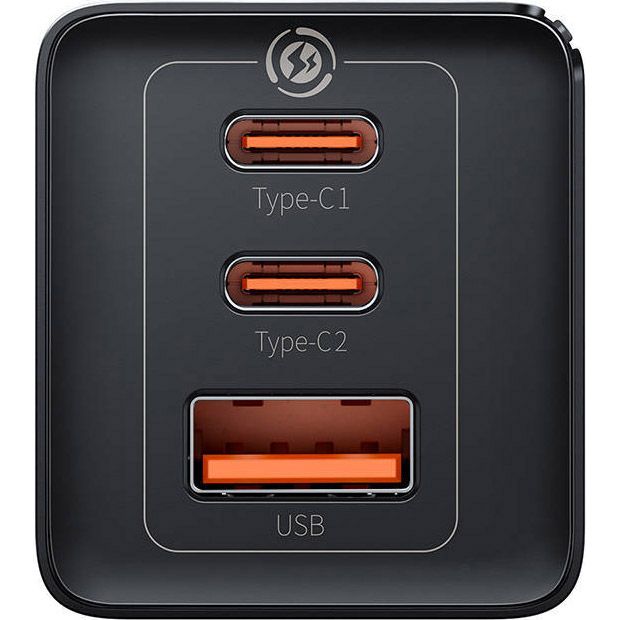 Мережевий зарядний пристрій Baseus GaN5 Pro Fast Charger 2C+U 65W + Cable USB-C Black (CCGP120201) 