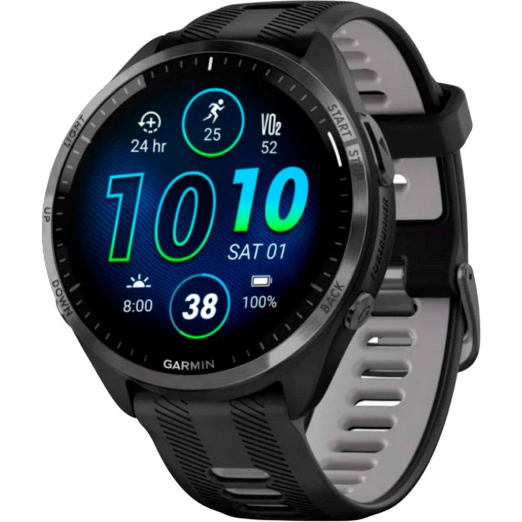 

Смарт-годинник Garmin Forerunner 965 Titanium Bezel with Black Case and Black/Powder Gray Silicone Band (010-02809-00/10)