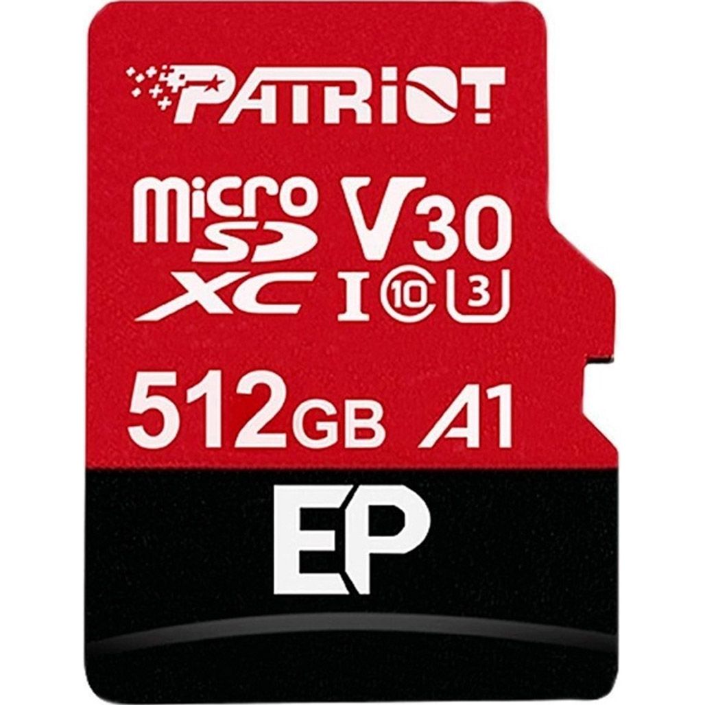 Карта пам`яті Patriot LX microSDXC 512GB UHS-I U3 V30 A1 EP + SD adapter (PEF512GEP31MCX) 