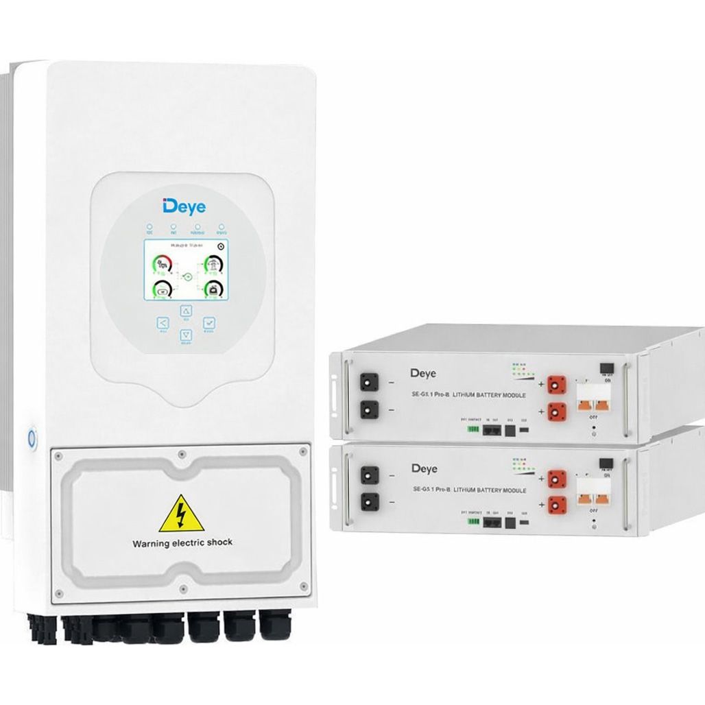 

Система хранения энергии Deye SUN-8K-SG05LP1-EU 8kW + 2 АКБ SE-G5.1 Pro-B 10.2 kWh (51.2V/100Ah/5120Wh)