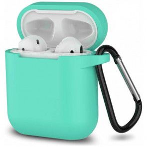 

Чехол для наушников Apple AirPods Silicone Case with carbine (Mint) [40705]