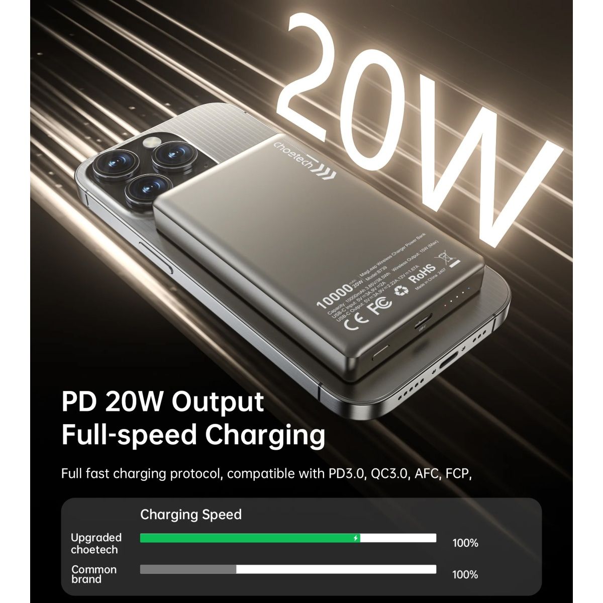 Зовнішній акумулятор Choetech B739-WH 10000mAh 20W White