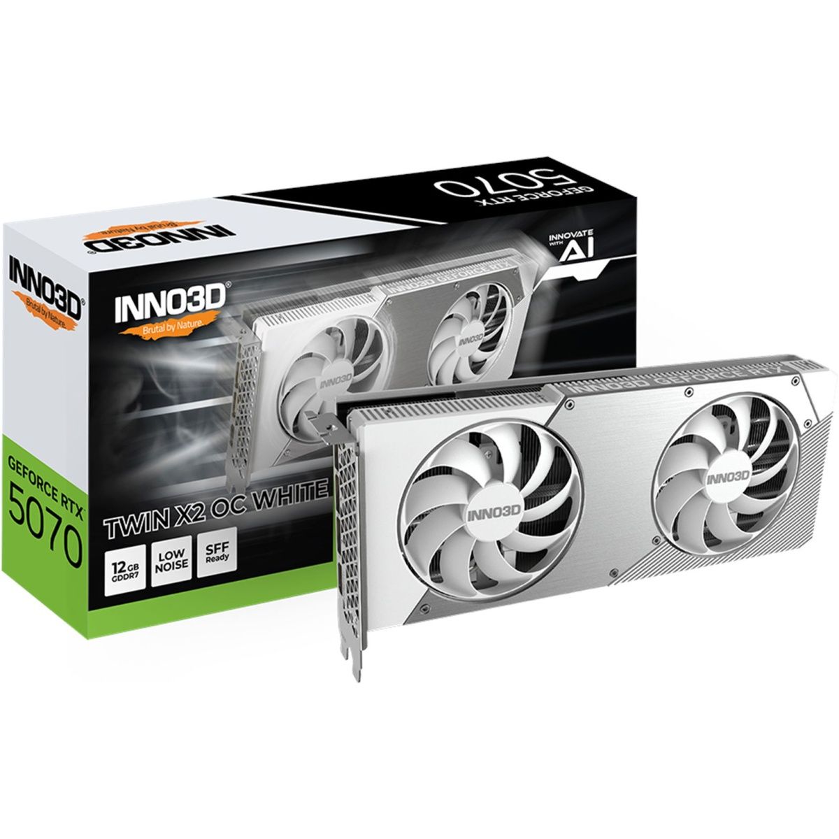 

Відеокарта Inno3D GeForce RTX 5070 Twin X2 OC 12G White (N50702-12D7X-195064W) EU