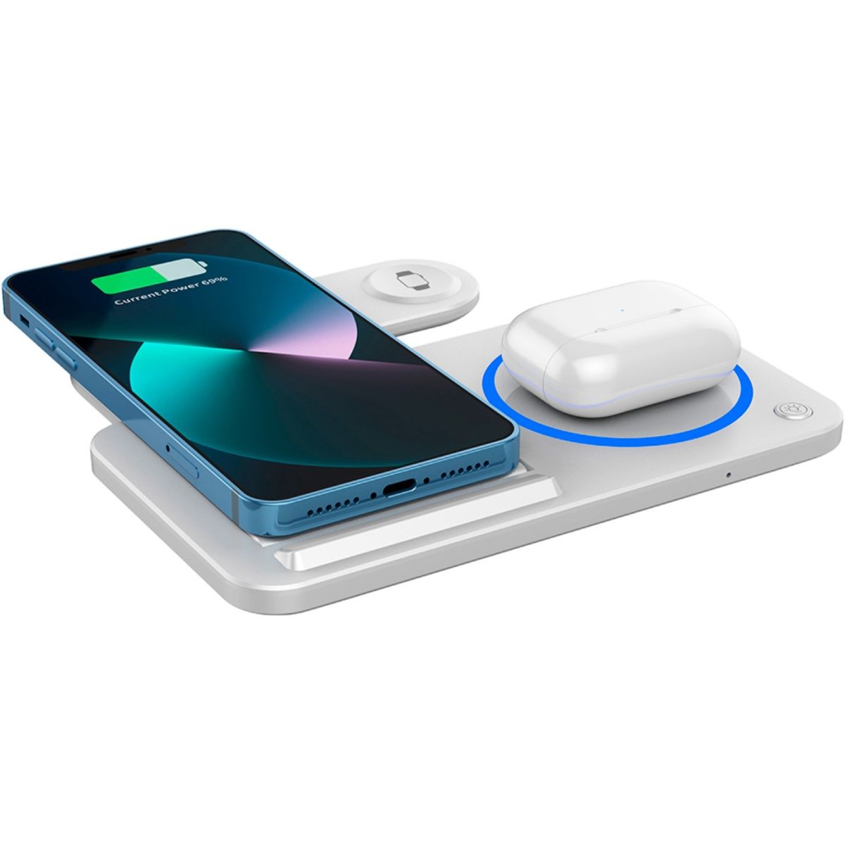 Бездротовий зарядний пристрій WiWU Wi-W020 Foldable Magnetic Station Wireless Charger 3in1 15W White (6976195093537)