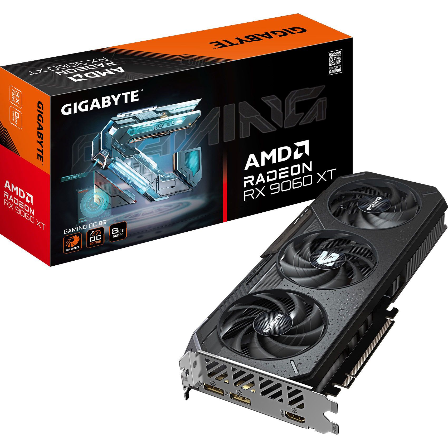 

Видеокарта Gigabyte Radeon RX 9060 XT Gaming OC 8GB (GV-R9060XTGAMING OC-8GD) EU