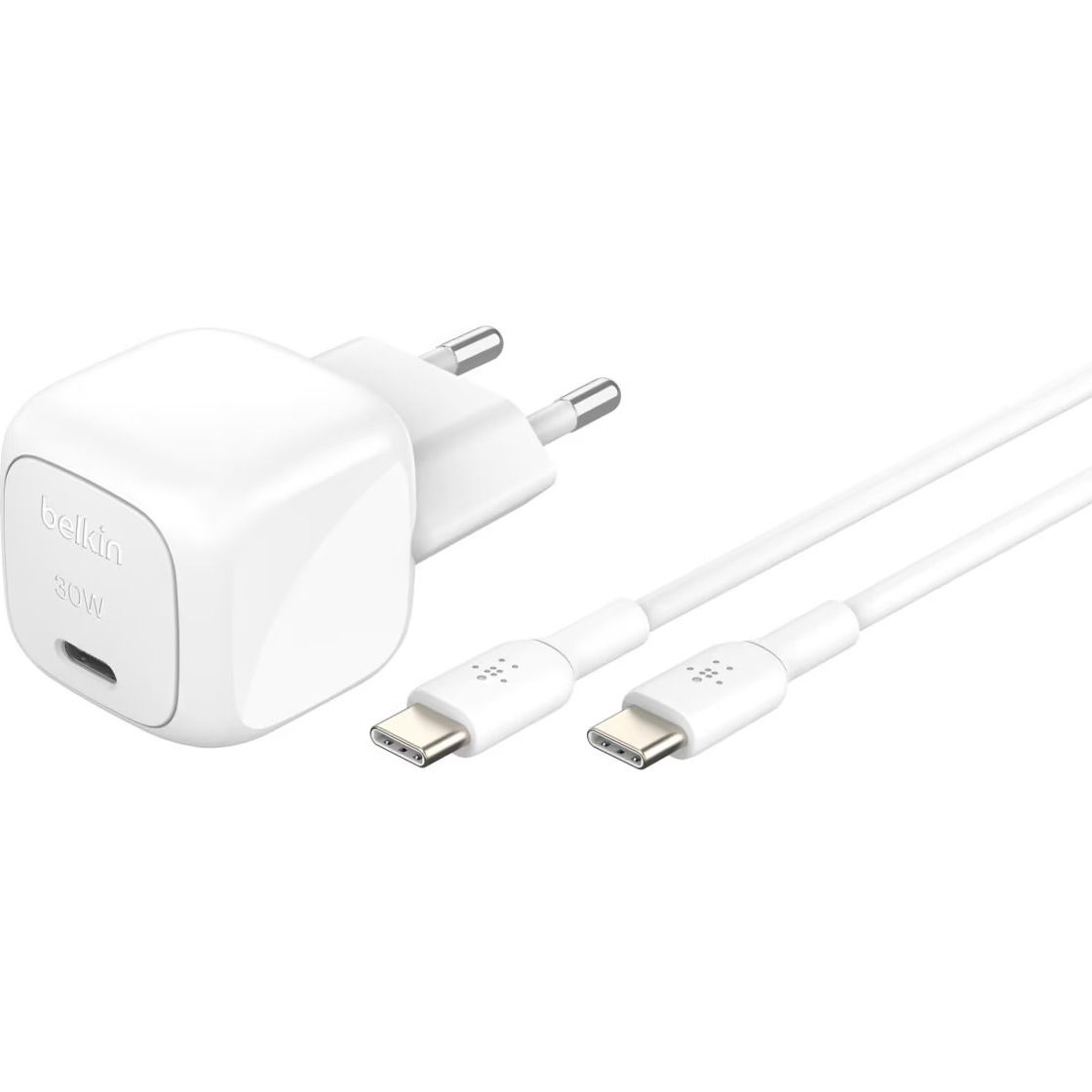 

Сетевое зарядное устройство Belkin Boost Up Charge Compact 30W + Cable USB-C to USB-C White (WCA008KQ1MWH-B6)