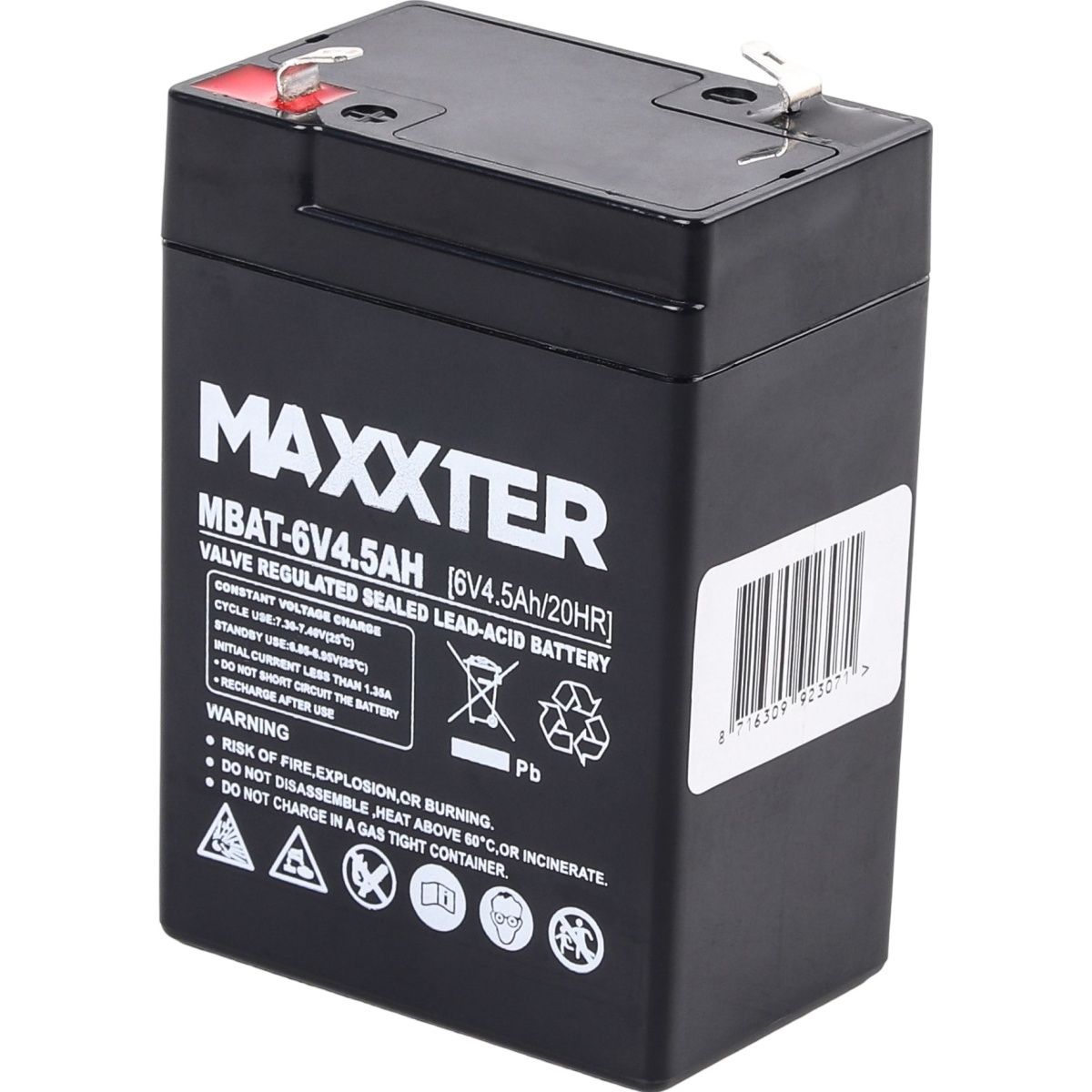 

Аккумулятор Maxxter AGM 6V (6V/4.5Ah/27Wh) (MBAT-6V4.5AH)