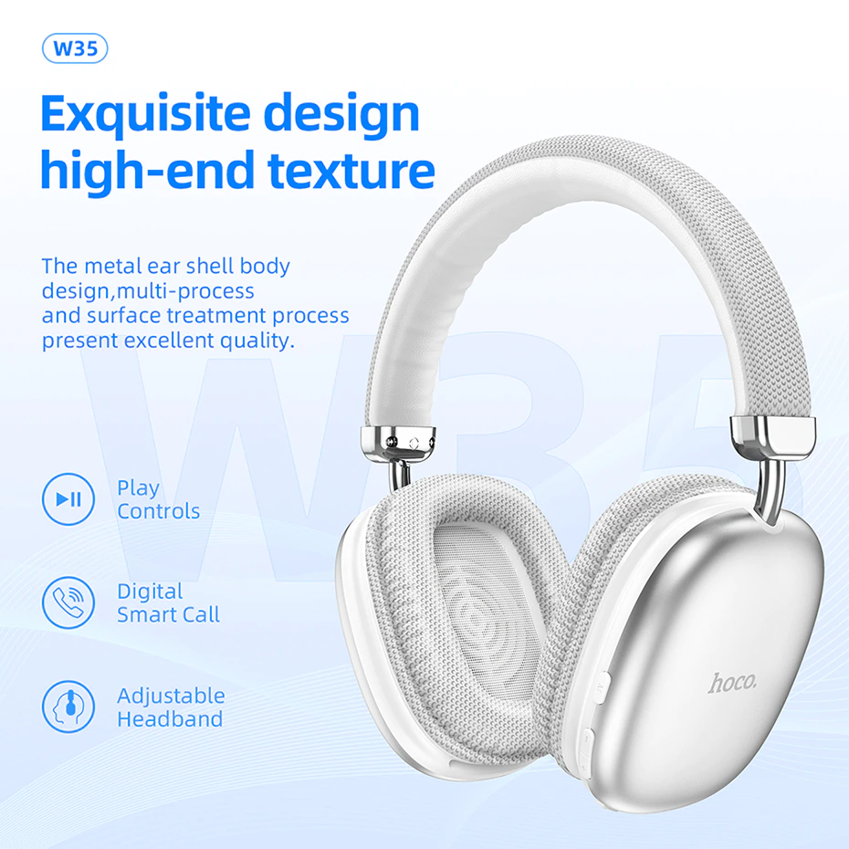 Навушники Hoco W35 Stereo Bluetooth Headphones (Silver) 