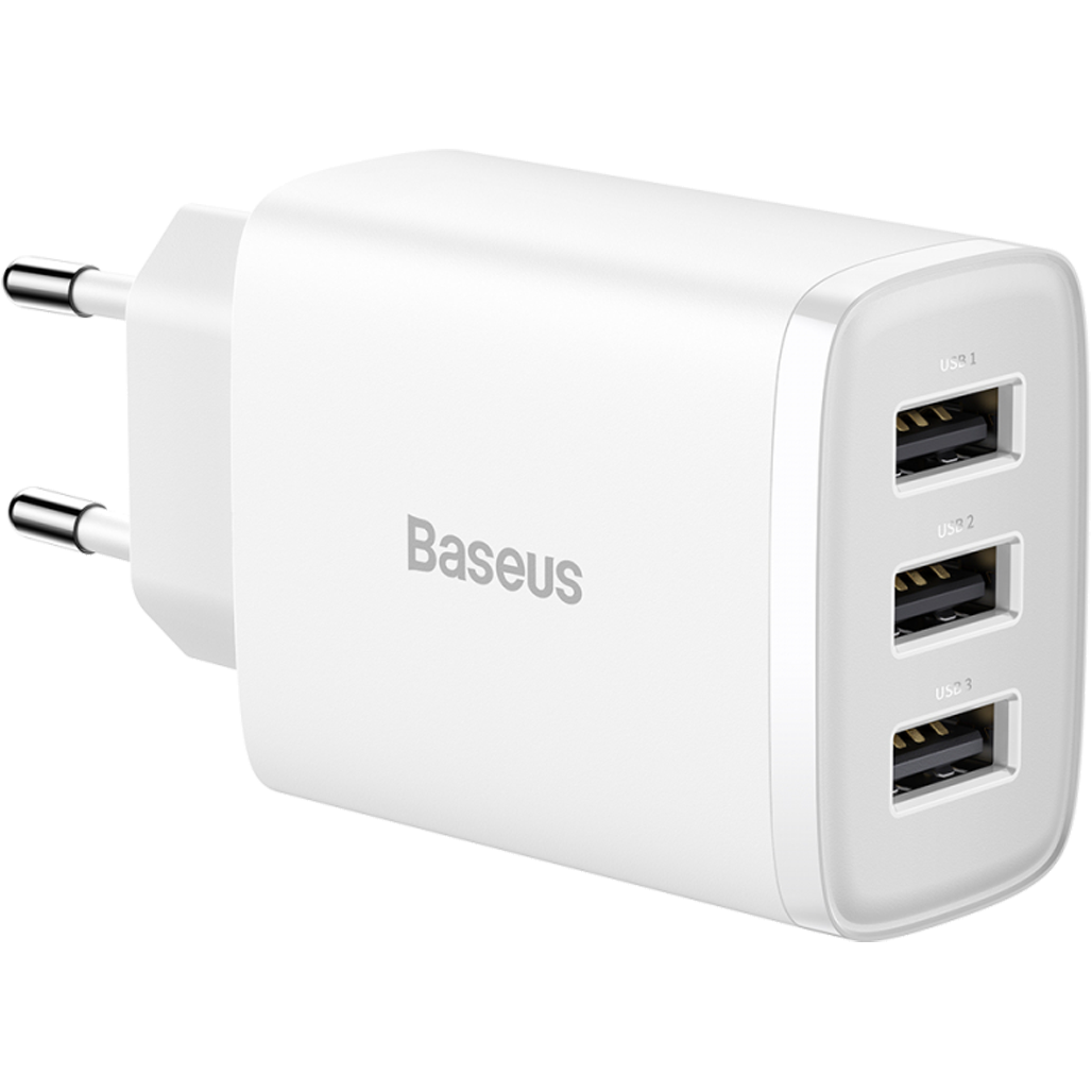 

Сетевое зарядное устройство Baseus Compact Charger 3U 17W 3USB White (CCXJ020102)