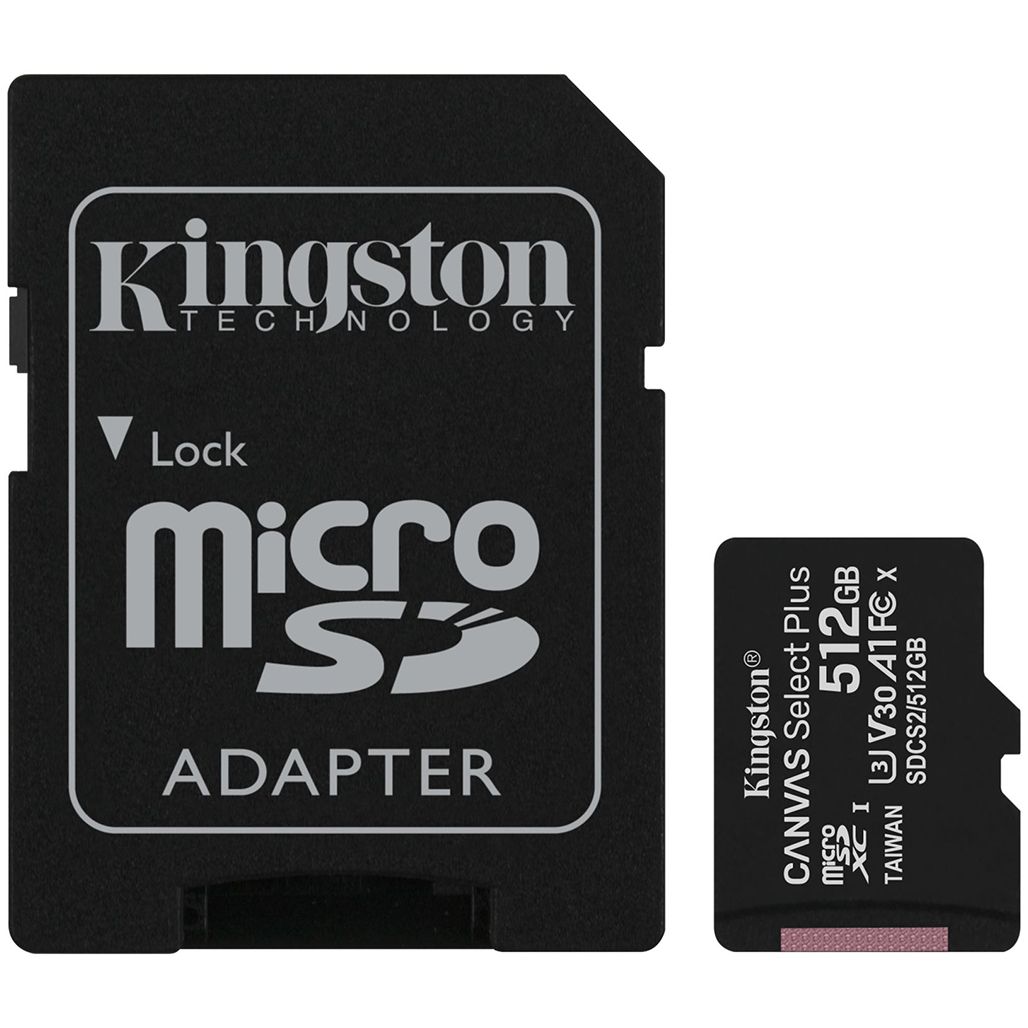 

Карта памяти Kingston microSDXC Canvas Select Plus 512GB Class 10 UHS-1 + SD адаптер (SDCS2/512GB)
