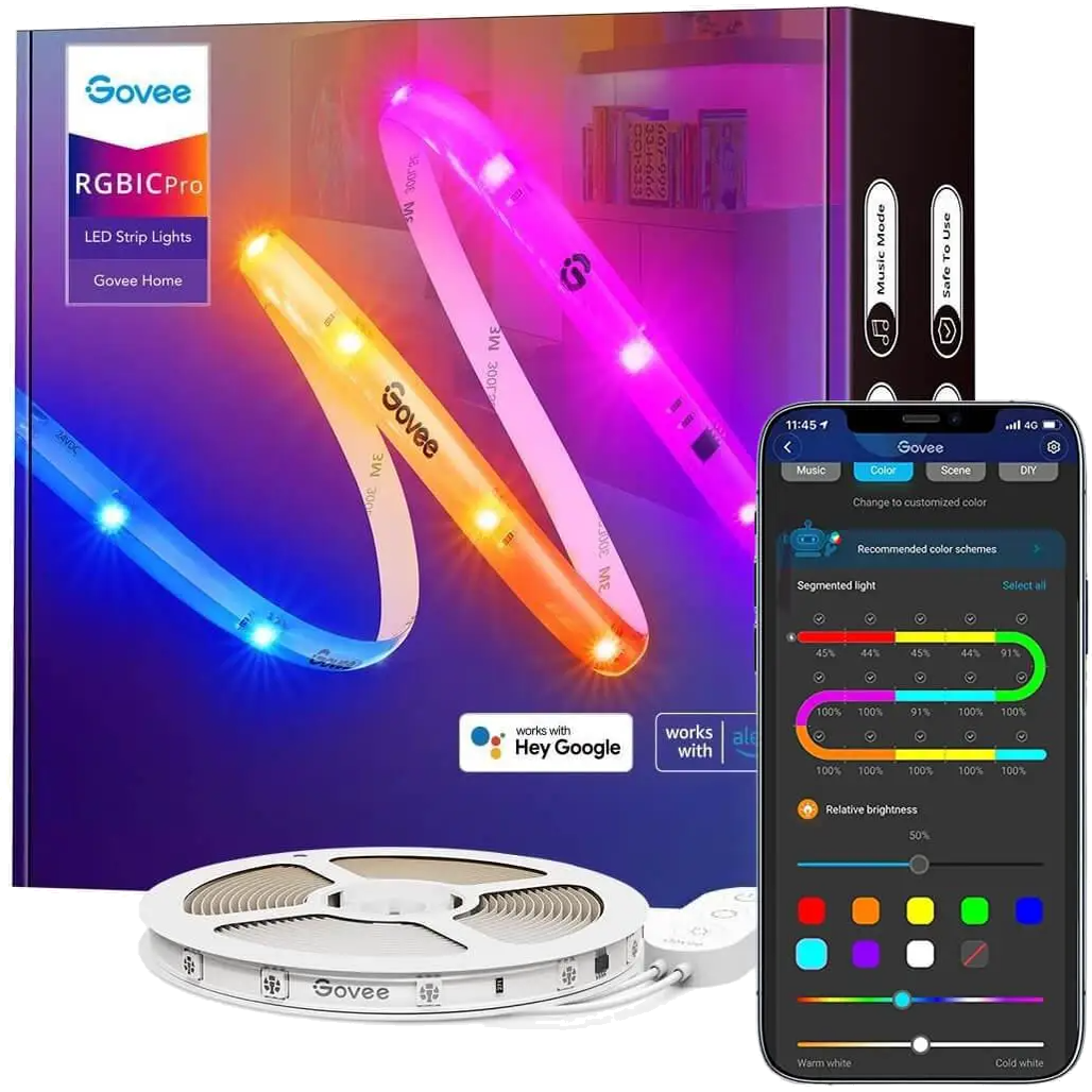 

Светодиодная лента Govee RGBIC PRO WiFi+Bluetooth LED Strip Lights (10м) [72962]