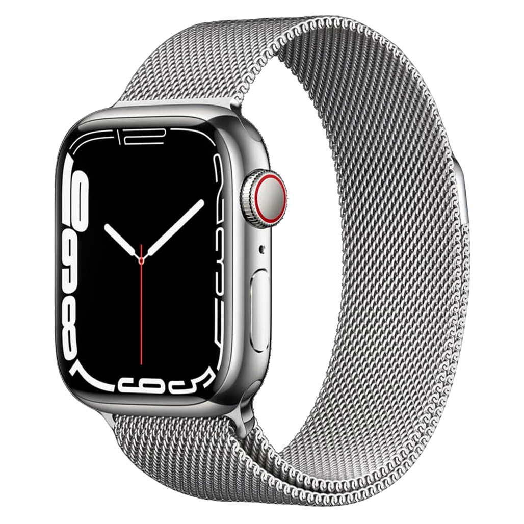 

Смарт-годинник Apple Watch Series 7 GPS+ LTE 45mm Silver Stainless Steel with Silver Milanese Loop (MKJE3)