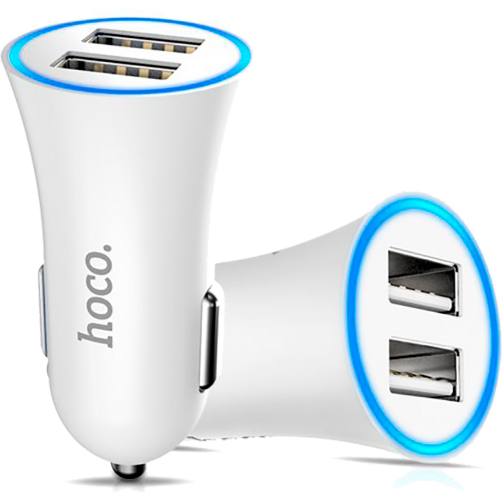 

Автомобильное зарядное устройство Hoco UC204 Car Charger 2USB 2.4A (White)