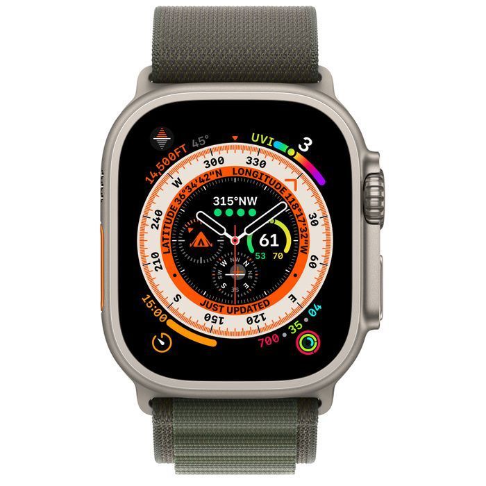 Смарт-годинник Apple Watch Ultra 49mm Titanium Case with Green Alpine Loop Small (MNHC3/MNHJ3)