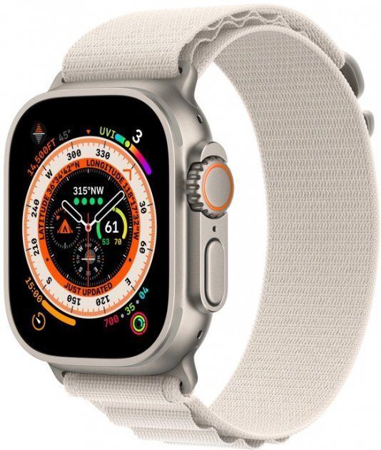 Смарт-годинник Apple Watch Ultra Titanium Case with Starlight Alpine Loop Medium (MQF03/MQFR3)