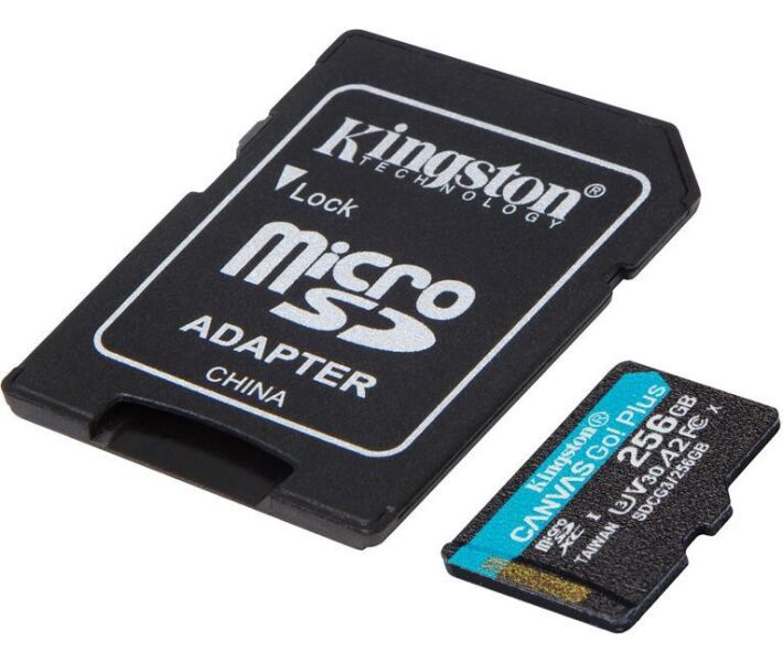 Карта пам`яті Kingston microSDXC Canvas Go! Plus 256Gb Class 10 UHS-1 U3 (SDCG3/256GB) + SD адаптер