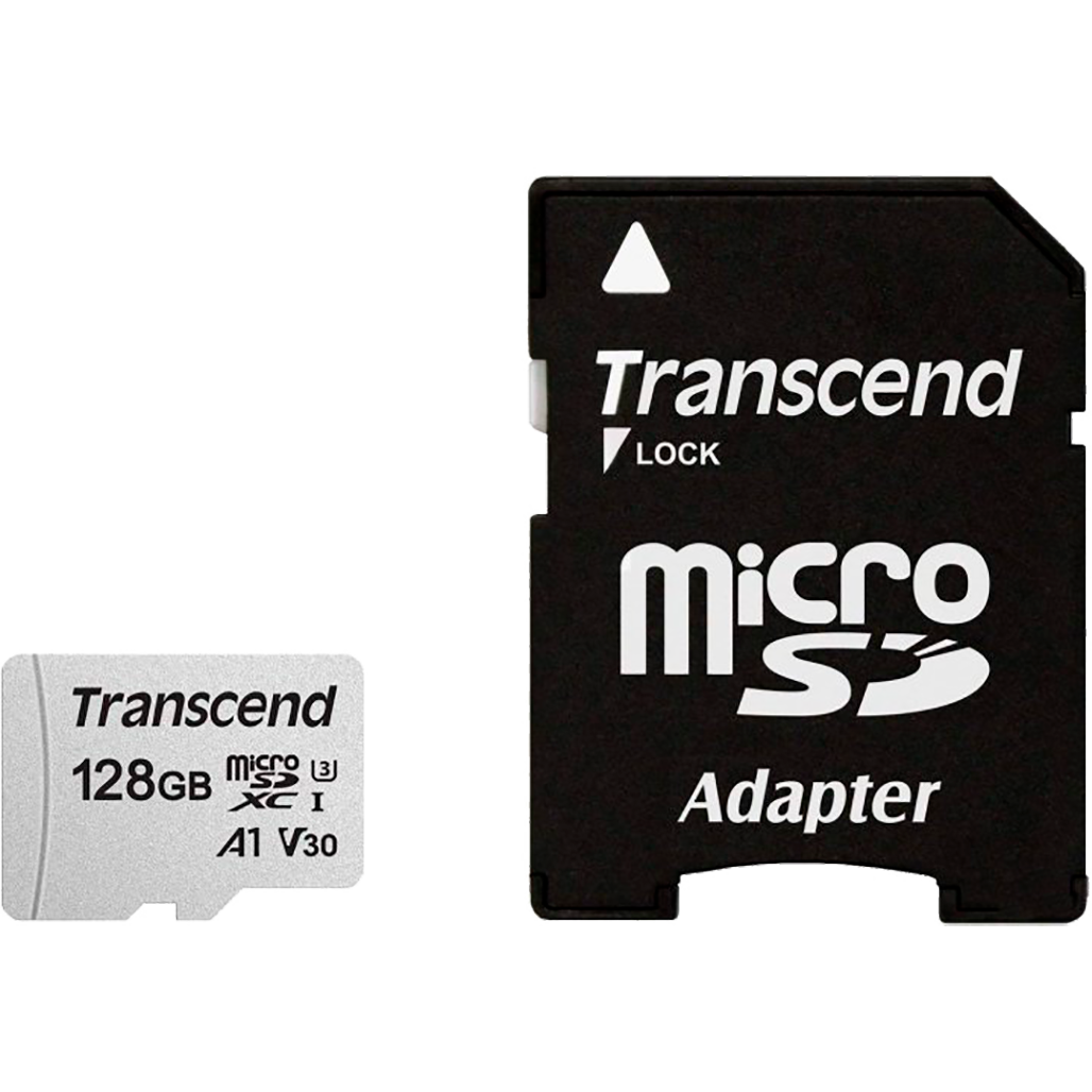

Карта памяти Transcend microSDXC 300S 128GB UHS-I (U3) + adapter SD (TS128GUSD300S-A)