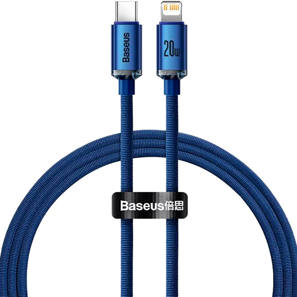 

Кабель Baseus Crystal Shine Series USB-C to Lightning 20W 1.2m Blue (CAJY000203)