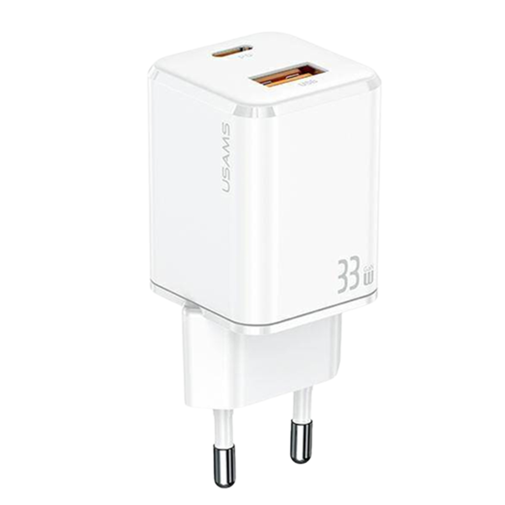 

Сетевое зарядное устройство Usams T43 GaN Mini USB-A/USB-C PD&QC3.0 33W 3A (White) [70878]