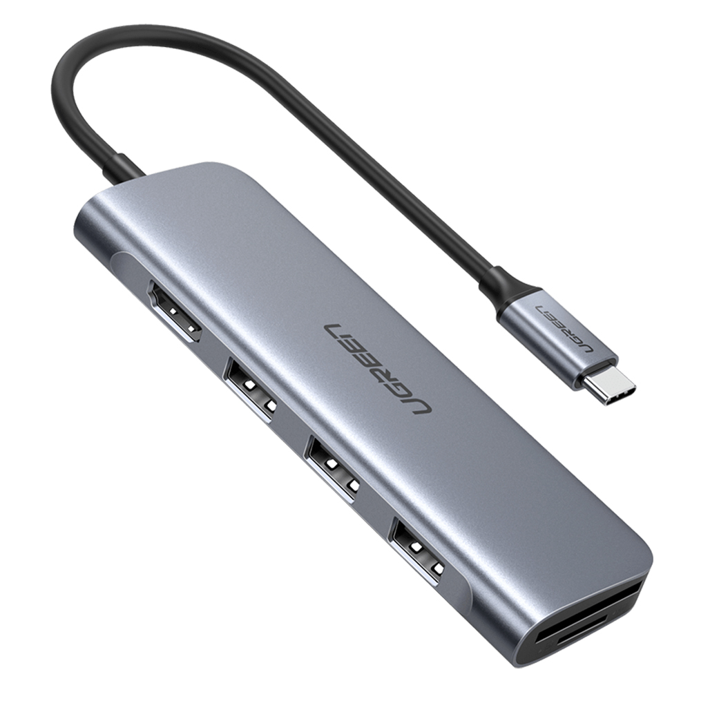 

Мультифункциональный адаптер Ugreen 6 в 1 USB-C / 3xUSB 3.0 / 1x4K HDMI / 1xTF / 1xSD (70410) [63376]