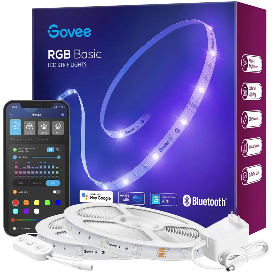 

Світлодіодна стрічка Govee RGBI Basic Smart Led LightStrip Bluetooth 10м