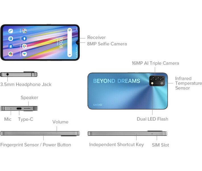 Смартфон Umidigi A11S 4/64GB (Mist Blue) [69408] 