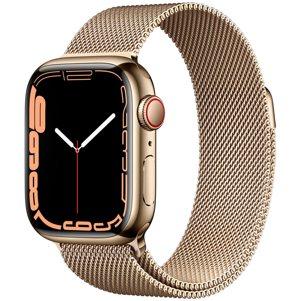 

Смарт-годинник Apple Watch Series 7 GPS + LTE 45mm Gold Stainless Steel with Gold Milanese Loop (MKJG3)