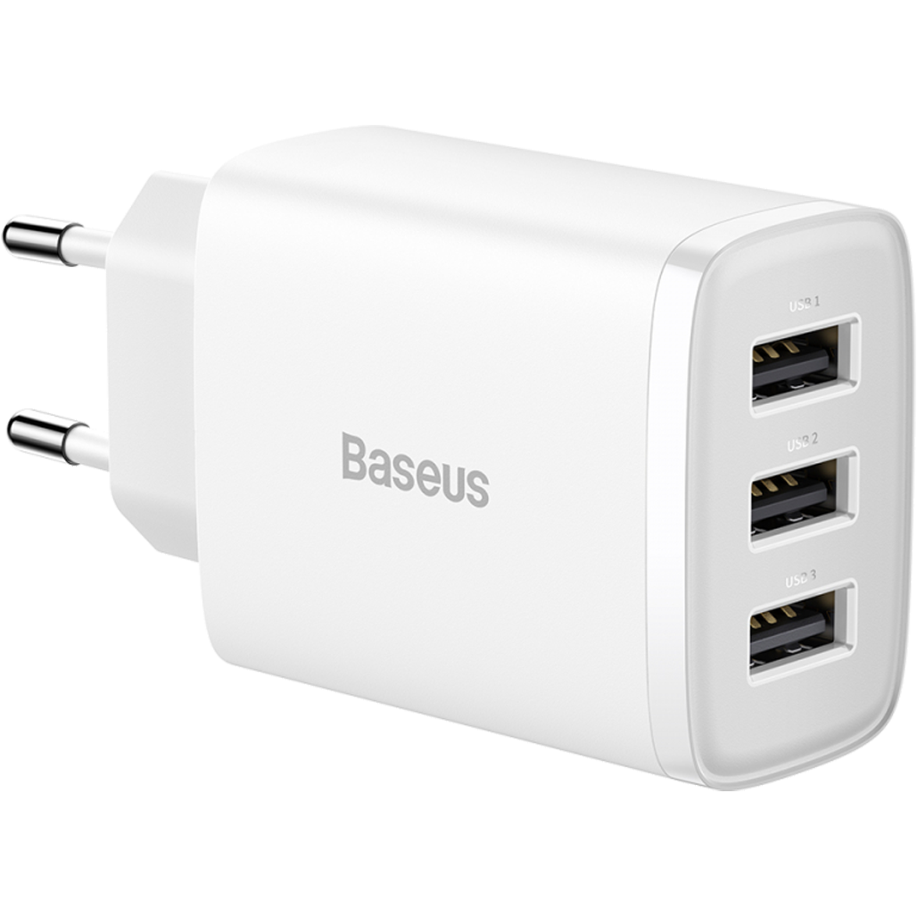 

Мережевий зарядний пристрій Baseus Compact Charger 3U 17W 3USB White (CCXJ020102)