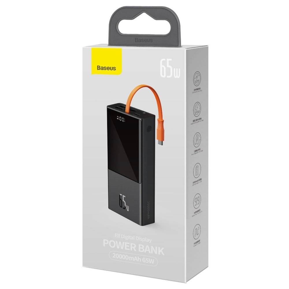 Зовнішній акумулятор Baseus Elf Digital Display 20000mAh 65W Black (PPJL000001)