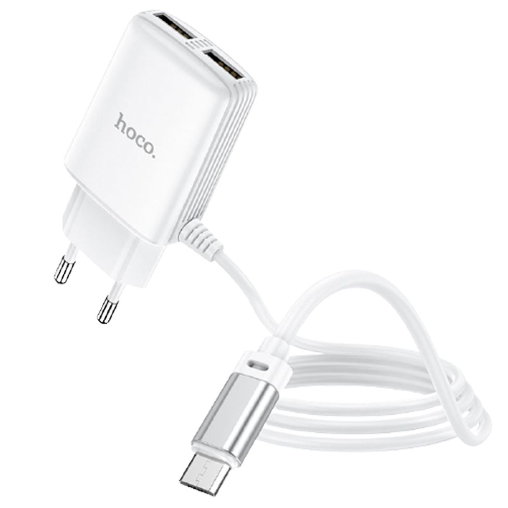 

Сетевое зарядное устройство Hoco C82A USB 2.4A + Сable MicroUSB (White) [62956]