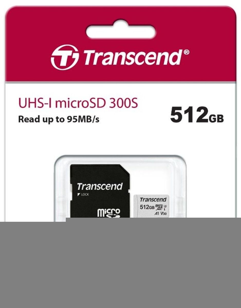 Карта пам`яті Transcend microSDXC 300S 512GB UHS-I (U3) + adapter SD (TS512GUSD300S-A)