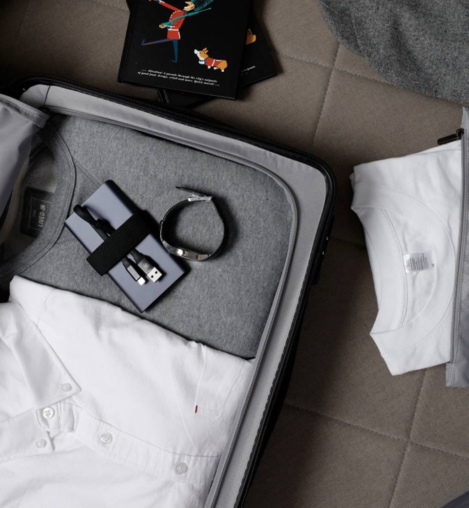 Чемодан RunMi 90 Seven-bar luggage отсеки