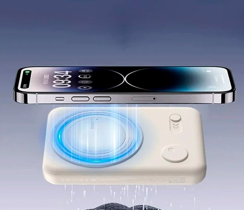 Blueo Magnetic Wireless Power Bank With Stand имеет элегантный и современный дизайн