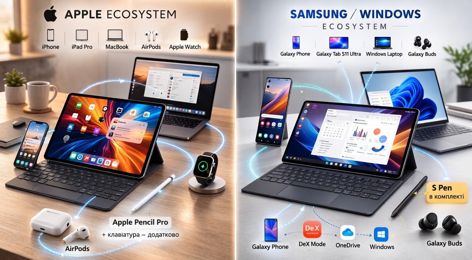 iPad или Samsung – какая экосистема лучше для работы Сравнение экосистем: Apple (iPhone, Mac, iPad) и Samsung/Windows для бизнеса.