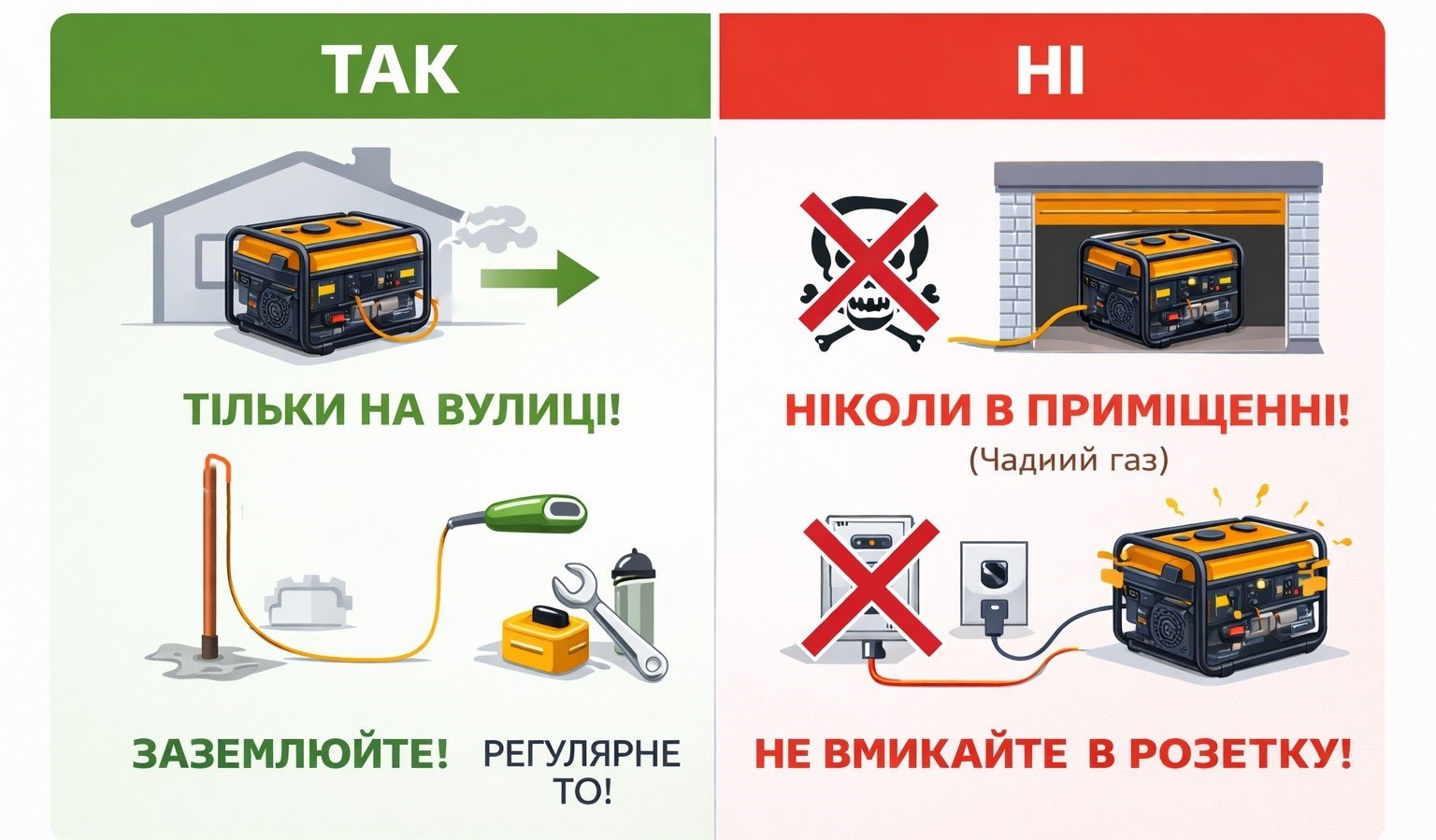Что нельзя делать при использовании генератора