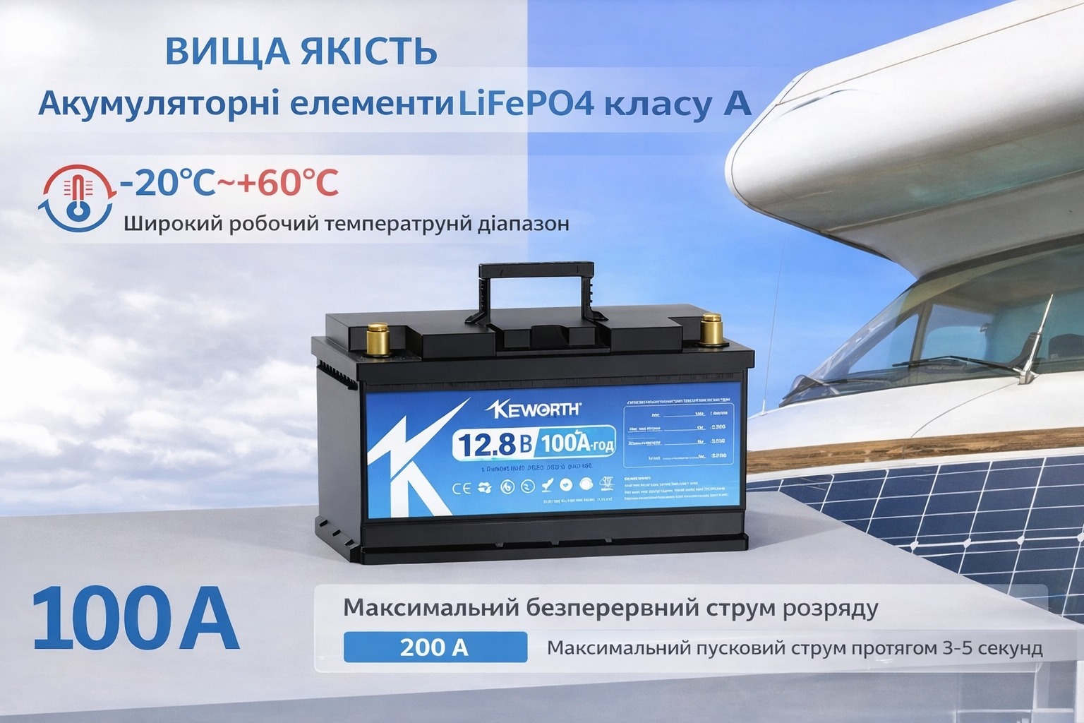Широкая температурная совместимость от -20°C до +60°C Преимущества химии LiFePO4