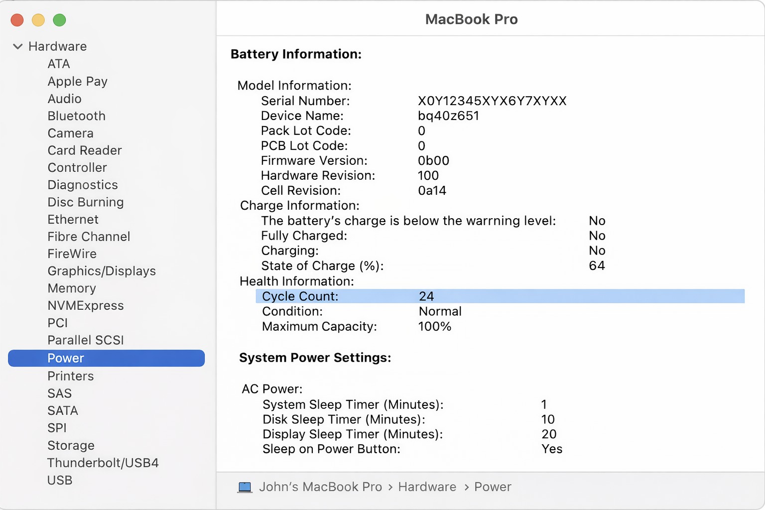 Как узнать количество циклов зарядки iPhone через компьютер Mac