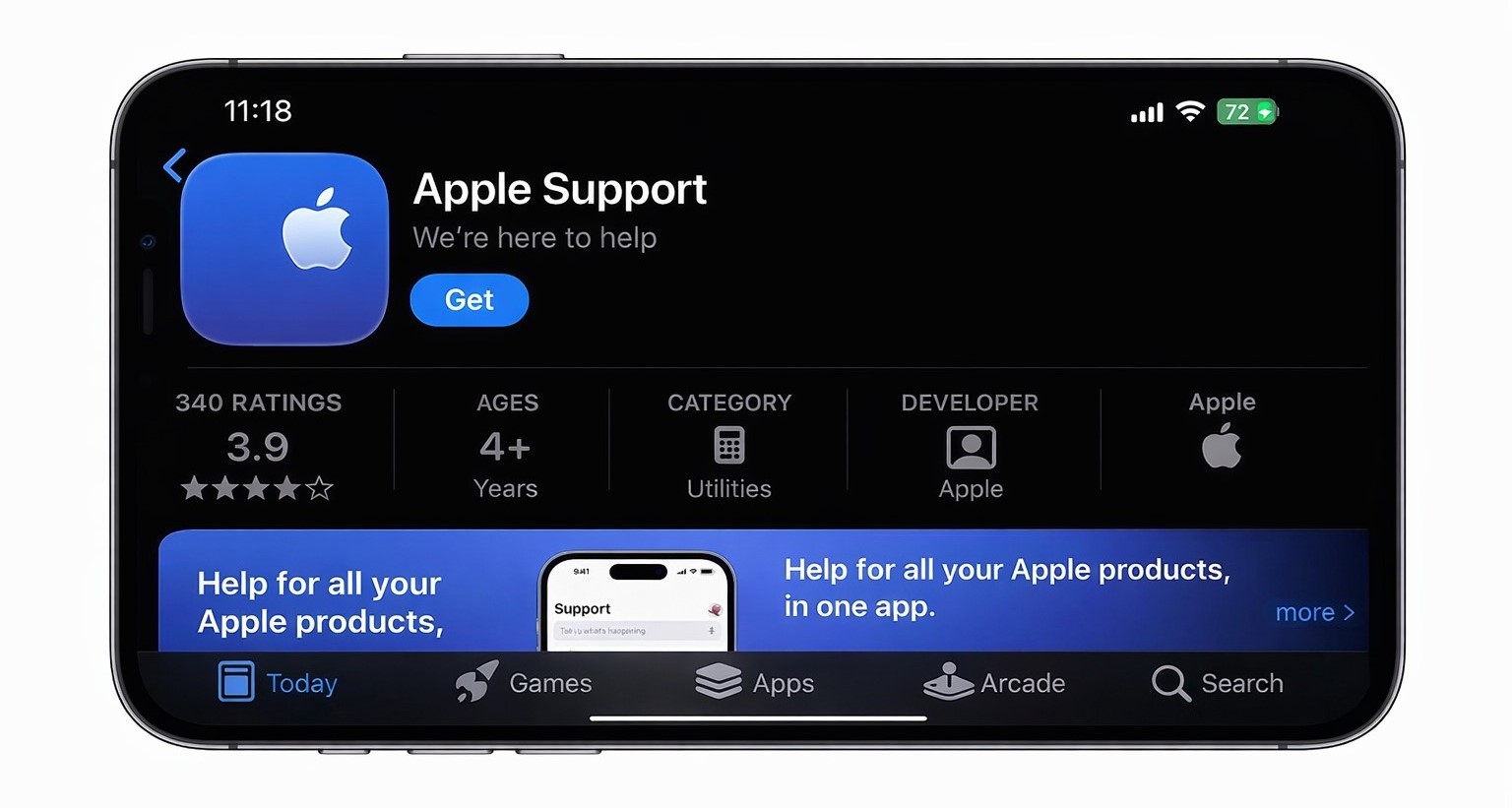 Сбросить пароль через приложение Apple Support 