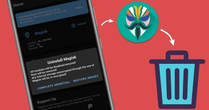 Как удалить root через Magisk