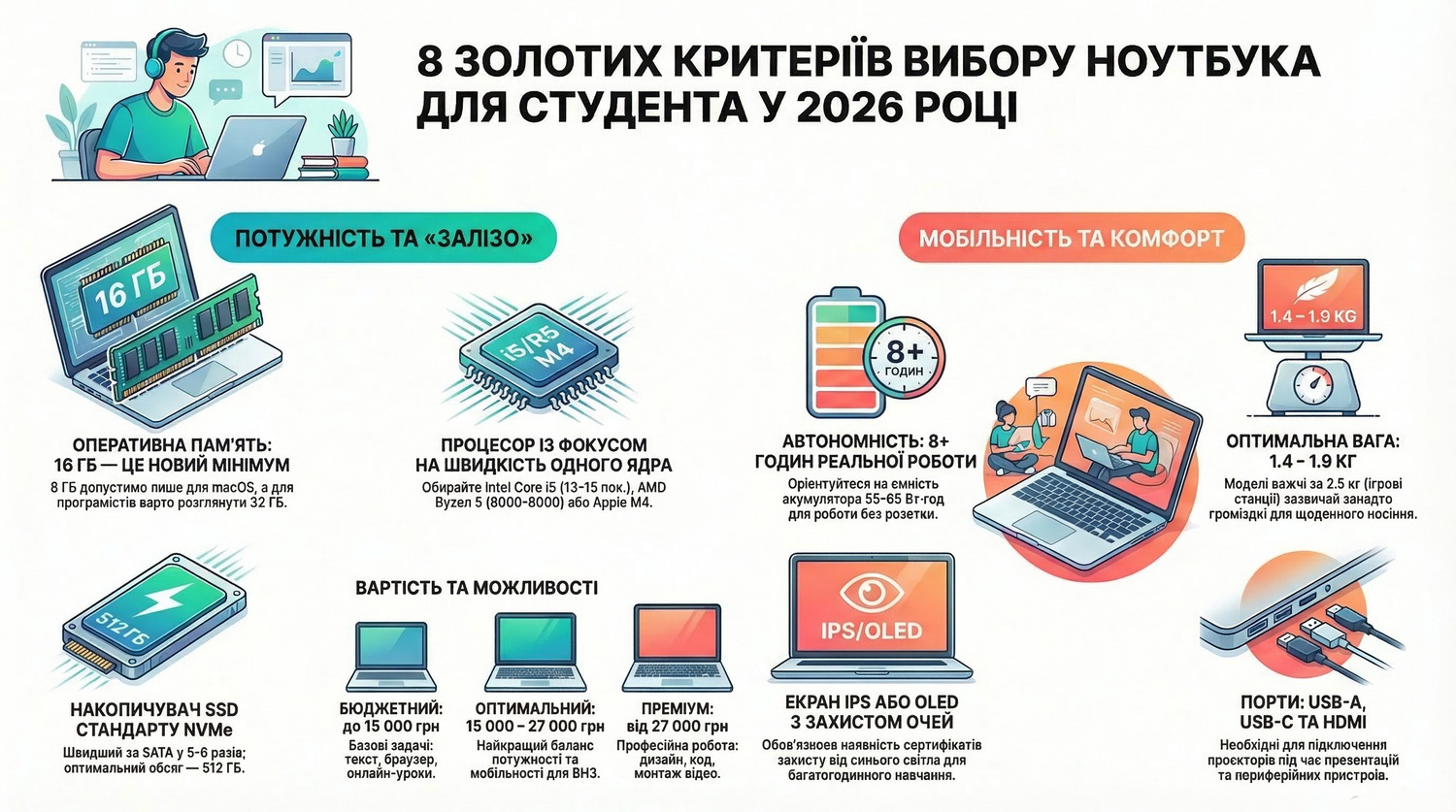 Критерии выбора ноутбука для студента Важные параметры ноутбука для студента