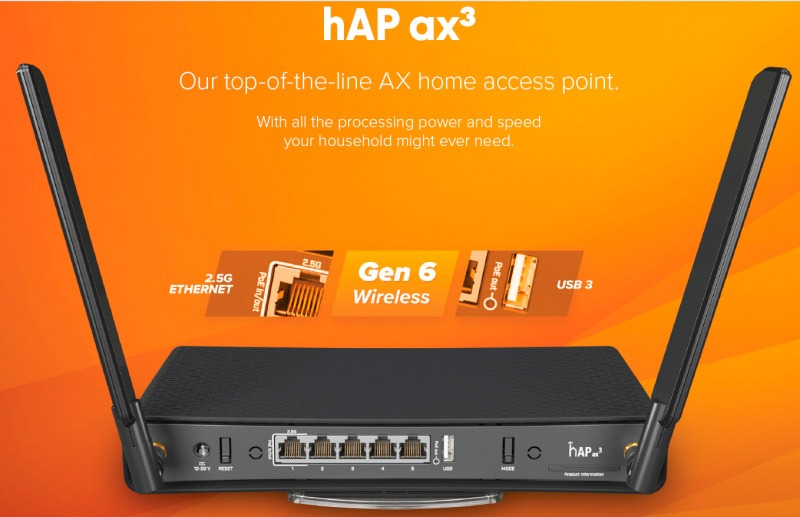 Бездротовий маршрутизатор (роутер) Mikrotik hAP ax3 недорого