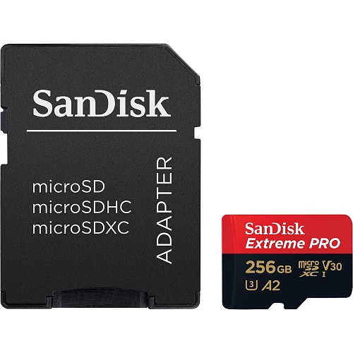 Карта памяти SanDisk microSDXC Extreme Pro 256GB UHS-I U3 V30 A2 + SD Adapter (SDSQXCD-256G-GN6MA)