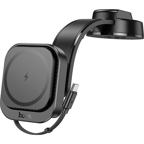 Автодержатель с беспроводной зарядкой Hoco HW24 Might Black (619660)