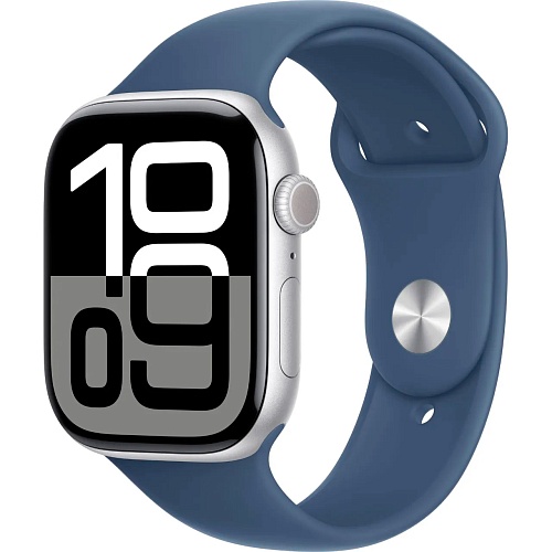 Смарт-часы Apple Watch Series 10 GPS 46mm Silver Aluminum Case with Denim Sport Band M/L (MWWM3) Уценка