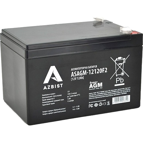 Аккумулятор Azbist Super AGM 12V (12V/12Ah/144Wh) (ASAGM-12120F2)